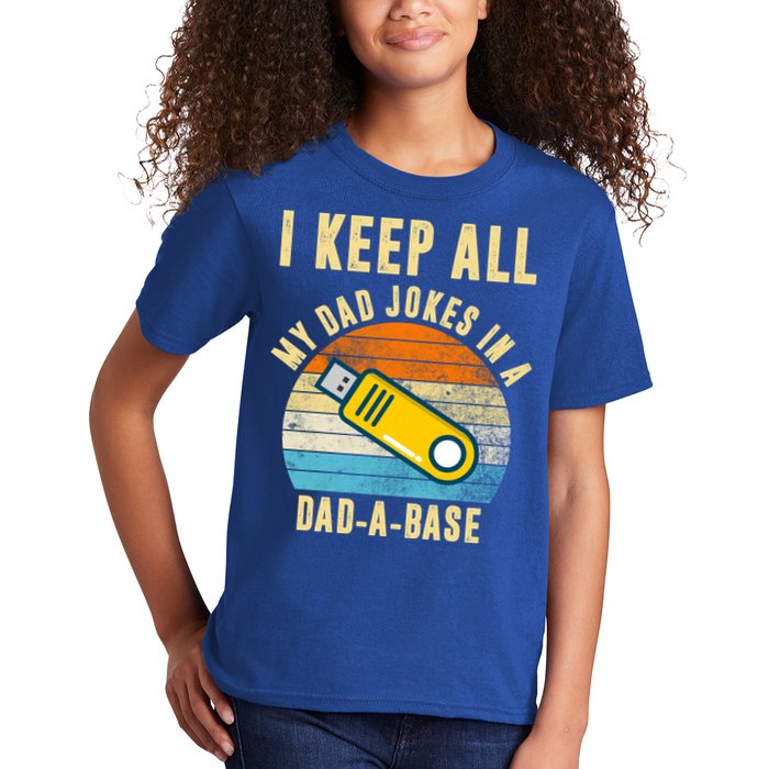 I Keep All My Dad Jokes In A Dad A Base Retro Sunset Kids T-Shirt
