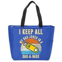 I Keep All My Dad Jokes In A Dad A Base Retro Sunset Zip Tote Bag