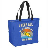 I Keep All My Dad Jokes In A Dad A Base Retro Sunset Zip Tote Bag