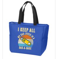 I Keep All My Dad Jokes In A Dad A Base Retro Sunset Zip Tote Bag
