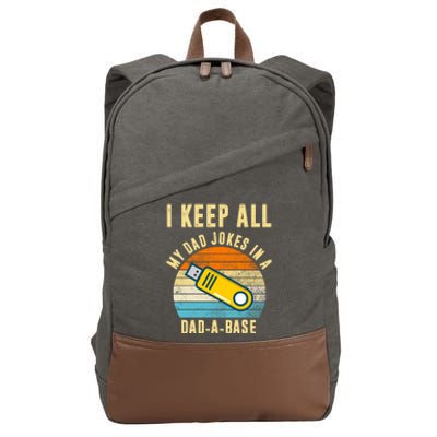 I Keep All My Dad Jokes In A Dad A Base Retro Sunset Cotton Canvas Backpack