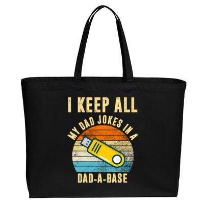 I Keep All My Dad Jokes In A Dad A Base Retro Sunset Cotton Canvas Jumbo Tote