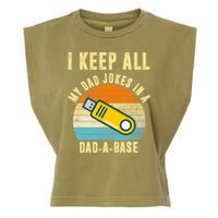 I Keep All My Dad Jokes In A Dad A Base Retro Sunset Garment-Dyed Women's Muscle Tee