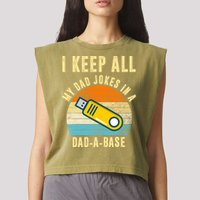 I Keep All My Dad Jokes In A Dad A Base Retro Sunset Garment-Dyed Women's Muscle Tee