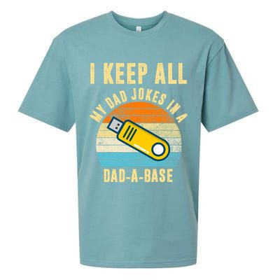 I Keep All My Dad Jokes In A Dad A Base Retro Sunset Sueded Cloud Jersey T-Shirt