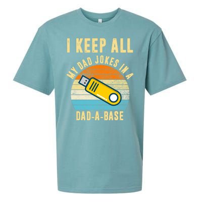 I Keep All My Dad Jokes In A Dad A Base Retro Sunset Sueded Cloud Jersey T-Shirt