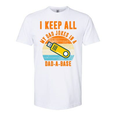 I Keep All My Dad Jokes In A Dad A Base Retro Sunset Softstyle CVC T-Shirt