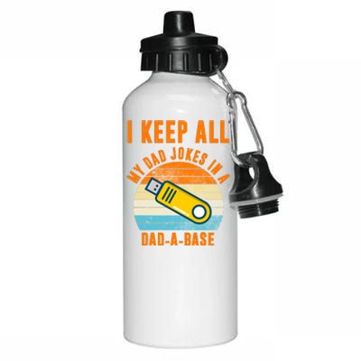 I Keep All My Dad Jokes In A Dad A Base Retro Sunset Aluminum Water Bottle