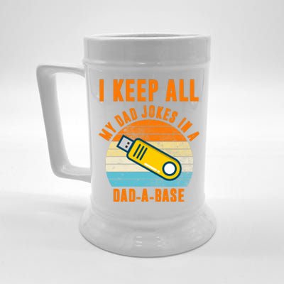 I Keep All My Dad Jokes In A Dad A Base Retro Sunset Beer Stein