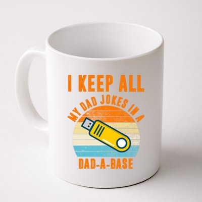 I Keep All My Dad Jokes In A Dad A Base Retro Sunset Coffee Mug