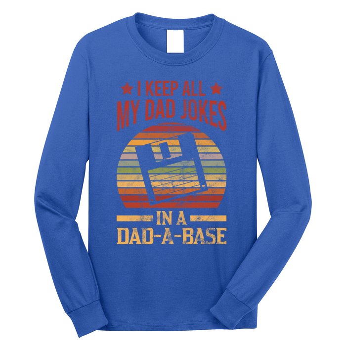 I Keep All My Dad Jokes In A Dadgiftagiftbase Vintage Dad Father Gift Long Sleeve Shirt