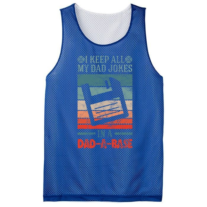 I Keep All My Dad Jokes In A Dadfunny Giftafunny Giftbase Vintage Dad Father Fun Mesh Reversible Basketball Jersey Tank