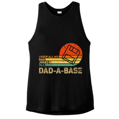 I Keep All Dad Jokes In A Dadabase Vintage Father Day Ladies PosiCharge Tri-Blend Wicking Tank
