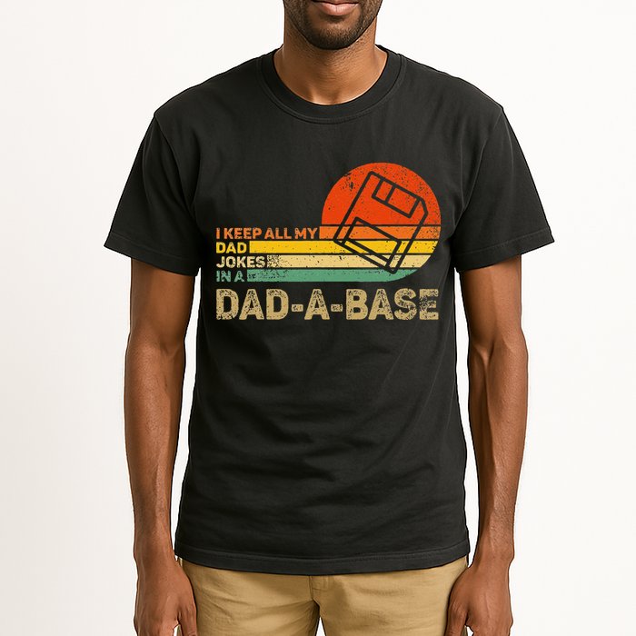 I Keep All Dad Jokes In A Dadabase Vintage Father Day Tall T-Shirt