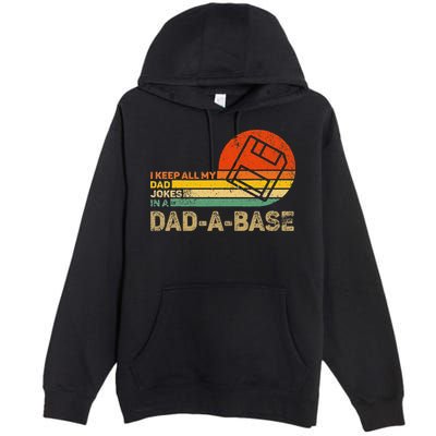 I Keep All Dad Jokes In A Dadabase Vintage Father Day Premium Pullover Hoodie