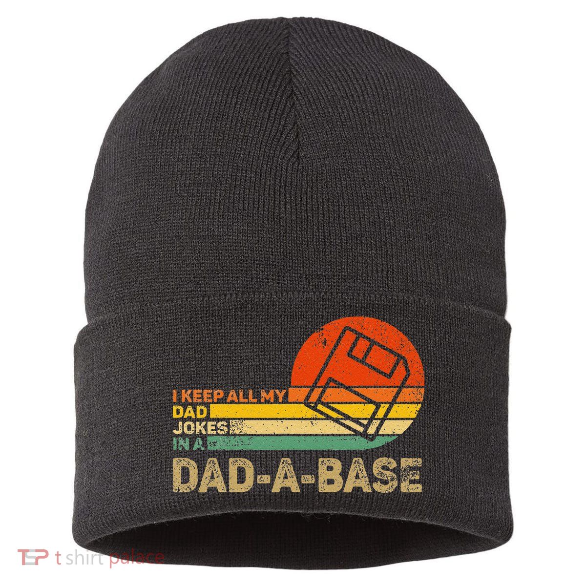 I Keep All Dad Jokes In A Dadabase Vintage Father Day Sustainable Knit Beanie