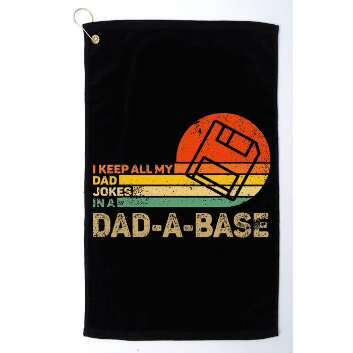 I Keep All Dad Jokes In A Dadabase Vintage Father Day Golf Towel