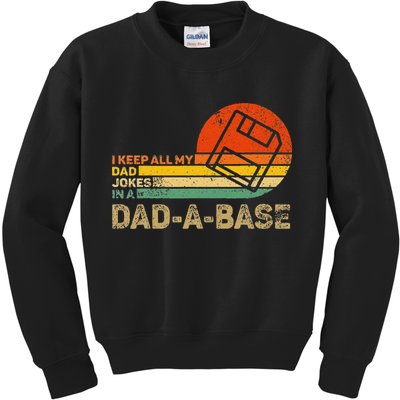 I Keep All Dad Jokes In A Dadabase Vintage Father Day Kids Sweatshirt