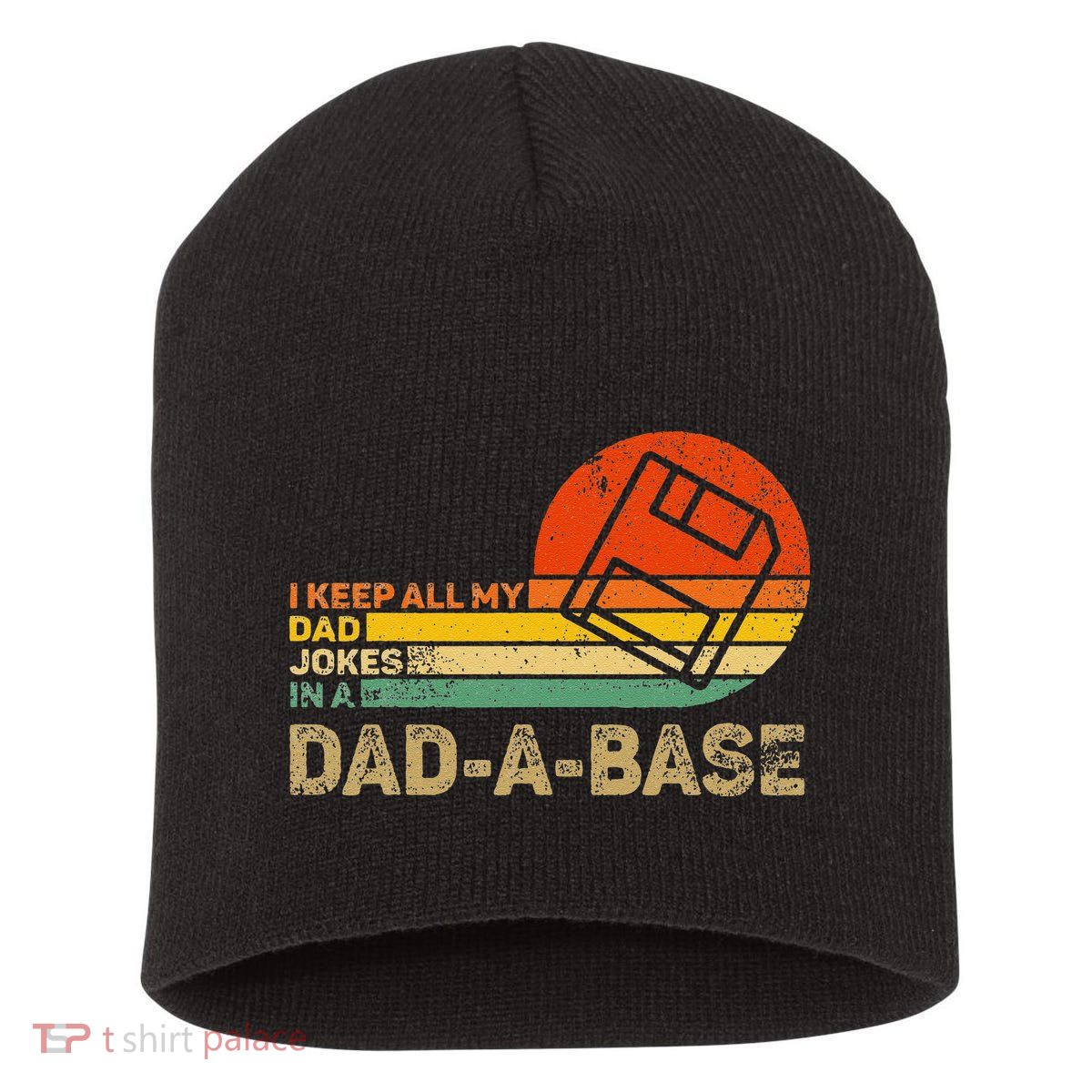 I Keep All Dad Jokes In A Dadabase Vintage Father Day Short Acrylic Beanie