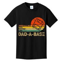 I Keep All Dad Jokes In A Dadabase Vintage Father Day Kids T-Shirt