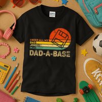 I Keep All Dad Jokes In A Dadabase Vintage Father Day Kids T-Shirt