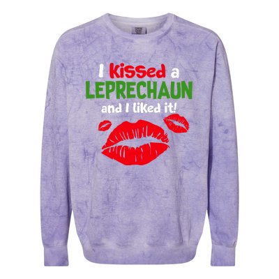 I Kissed A Leprechaun St Patricks Outfit Colorblast Crewneck Sweatshirt