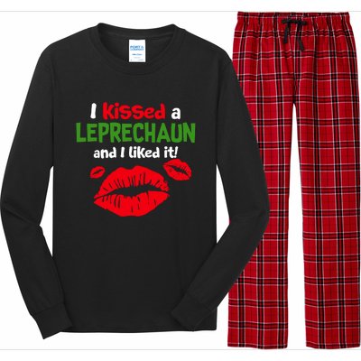 I Kissed A Leprechaun St Patricks Outfit Long Sleeve Pajama Set