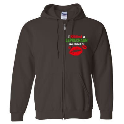 I Kissed A Leprechaun St Patricks Outfit Full Zip Hoodie