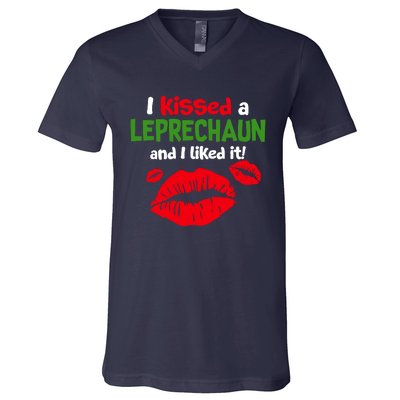 I Kissed A Leprechaun St Patricks Outfit V-Neck T-Shirt