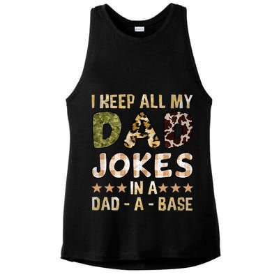 I Keep All My Dad Jokes In A Dad A Base Father's Day Ladies PosiCharge Tri-Blend Wicking Tank
