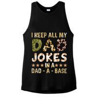 I Keep All My Dad Jokes In A Dad A Base Father's Day Ladies PosiCharge Tri-Blend Wicking Tank