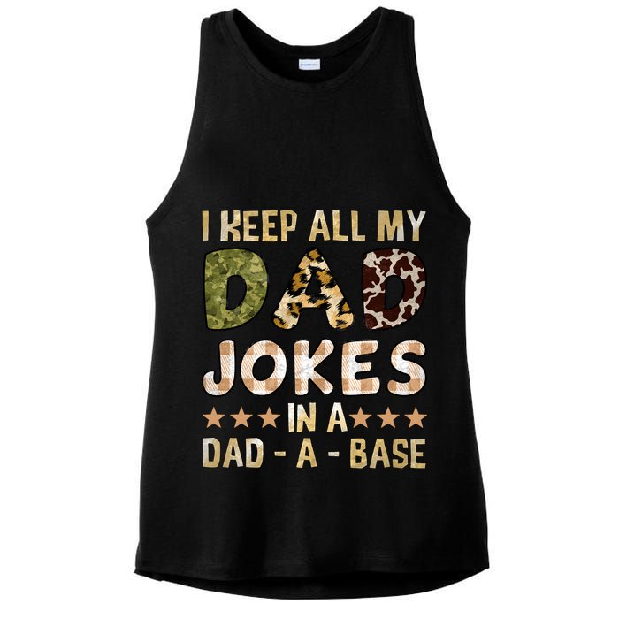 I Keep All My Dad Jokes In A Dad A Base Father's Day Ladies PosiCharge Tri-Blend Wicking Tank