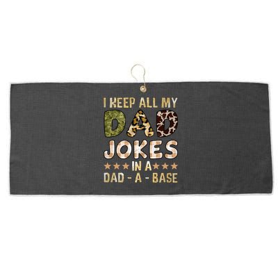 I Keep All My Dad Jokes In A Dad A Base Father's Day Large Microfiber Waffle Golf Towel