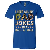 I Keep All My Dad Jokes In A Dad A Base Father's Day V-Neck T-Shirt