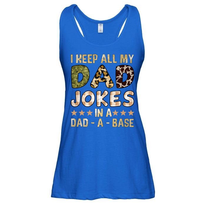 I Keep All My Dad Jokes In A Dad A Base Father's Day Ladies Essential Flowy Tank