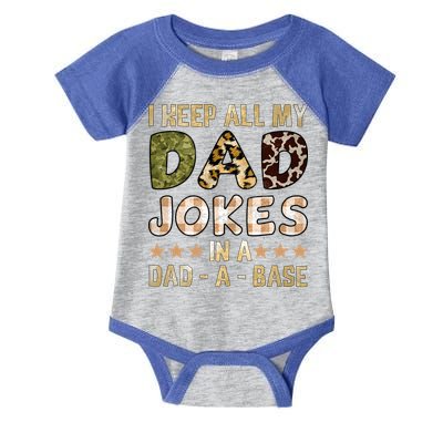 I Keep All My Dad Jokes In A Dad A Base Father's Day Infant Baby Jersey Bodysuit