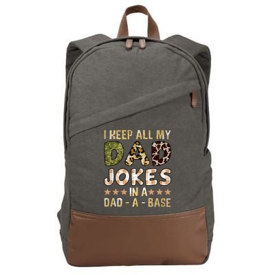 I Keep All My Dad Jokes In A Dad A Base Father's Day Cotton Canvas Backpack