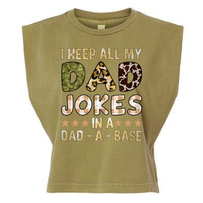 I Keep All My Dad Jokes In A Dad A Base Father's Day Garment-Dyed Women's Muscle Tee