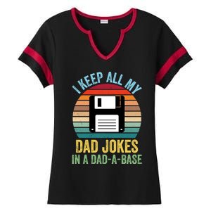 I Keep All My Dad Jokes In A Dadcute Giftacute Giftbase Gift Ladies Halftime Notch Neck Tee