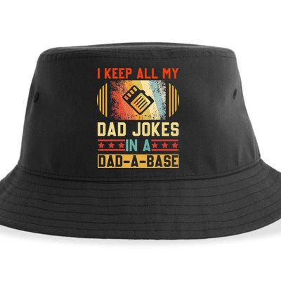 I Keep All My Dad Jokes In A Dad A Base Vintage Fathers Day Sustainable Bucket Hat