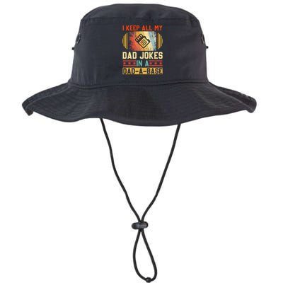 I Keep All My Dad Jokes In A Dad A Base Vintage Fathers Day Bucket Hat
