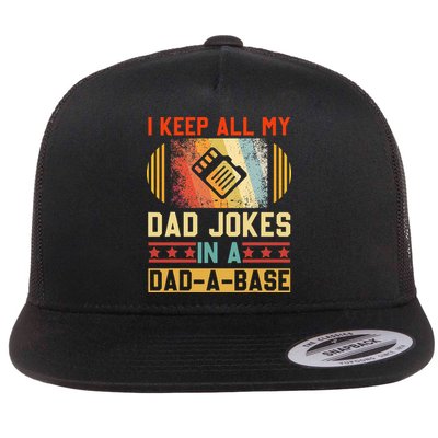 I Keep All My Dad Jokes In A Dad A Base Vintage Fathers Day Flatbill Hat