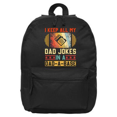 I Keep All My Dad Jokes In A Dad A Base Vintage Fathers Day 16 in Basic Backpack