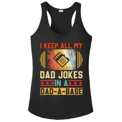 I Keep All My Dad Jokes In A Dad A Base Vintage Fathers Day Ladies PosiCharge Competitor Racerback Tank