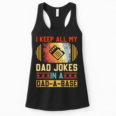 I Keep All My Dad Jokes In A Dad A Base Vintage Fathers Day Womens Tank Top