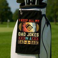 I Keep All My Dad Jokes In A Dad A Base Vintage Fathers Day Golf Towel
