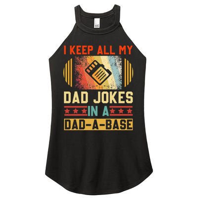I Keep All My Dad Jokes In A Dad A Base Vintage Fathers Day Women's Perfect Tri Rocker Tank