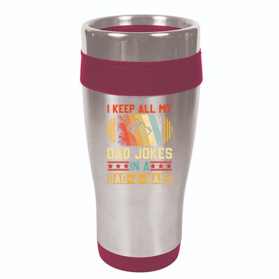 I Keep All My Dad Jokes In A Dad A Base Vintage Fathers Day 16oz Travel Tumbler