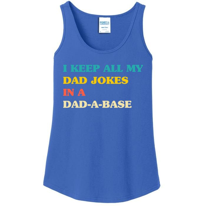 I Keep All My Dad Jokes In A Dadmeaningful Giftameaningful Giftbase Vintage Fath Ladies Essential Tank