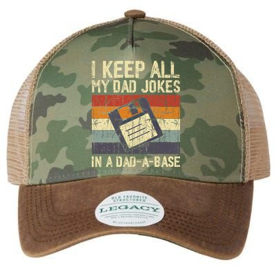 I Keep All My Dad Jokes In A Dad A Base Funny Dad Joke Gift Legacy Tie Dye Trucker Hat